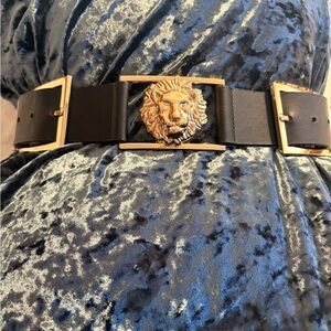 Black and Gold Lion Buckle Belt